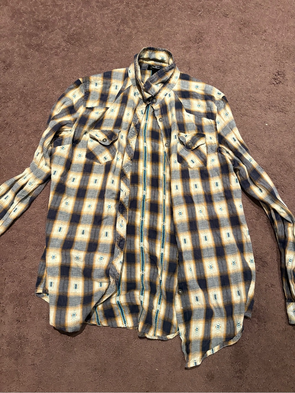 Women’s Yellow & Black Plaid Button-Up Shirt